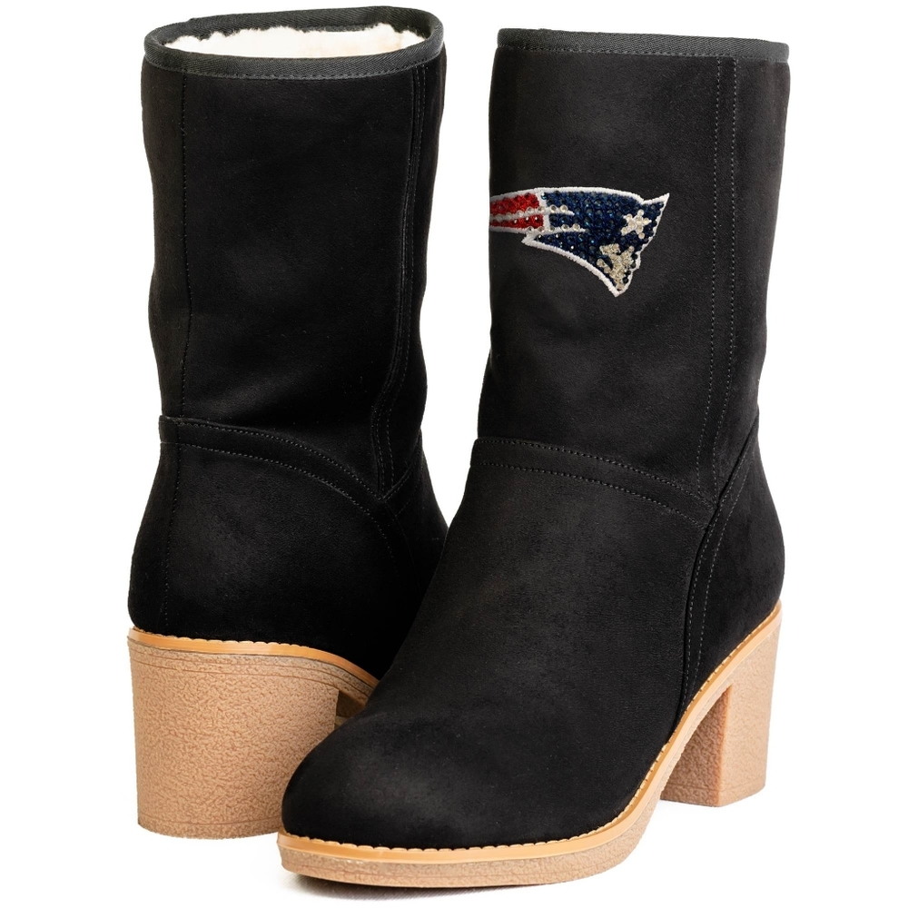 Women's New England Patriots Cuce Black Sideline Stacked Heel Boots